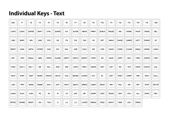 G20 Flex Individual Keycaps | Text Legends