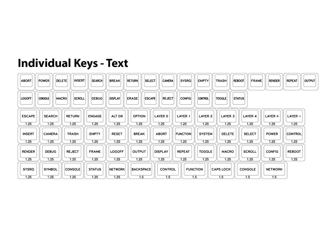 G20 Flex Individual Keycaps | Text Legends