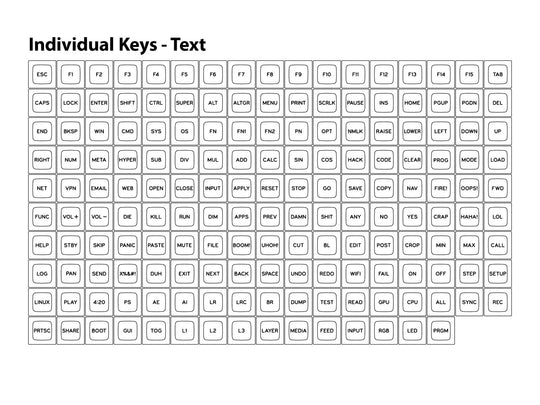 DSA Flex Individual Keycaps | Text Legends