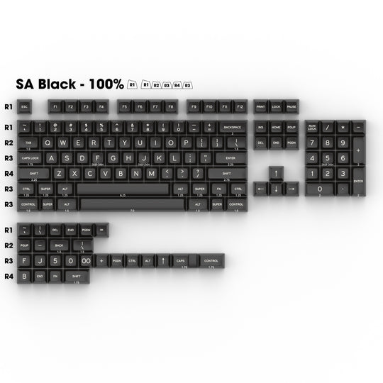 SA WA (White) on NN (Black) - Individual Keycaps