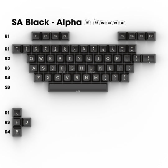SA WA (White) on NN (Black) - Individual Keycaps