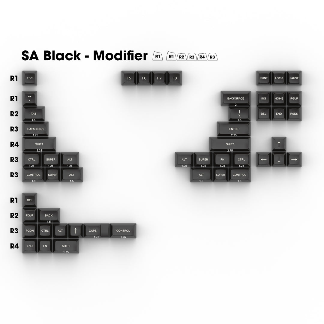 SA WA (White) on NN (Black) - Individual Keycaps