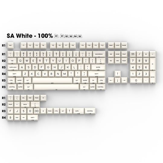 SA NN (Black) on WA (White) - Individual Keycaps